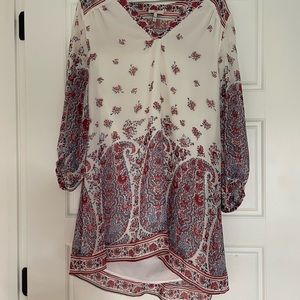 Joie XS Red, White and Blue Paisley Print Silk Shift Dress